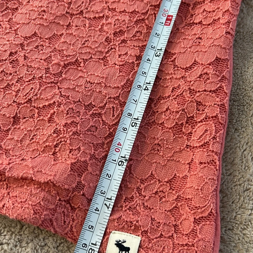 Abercrombie Kids Tween Girls Long Sleeve Square Neck Lace Top 11/12 Coral Peach - Picture 7 of 7